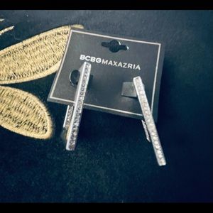 BCBG MAXAZRIA Loop Silver Rhinestones Earrrings